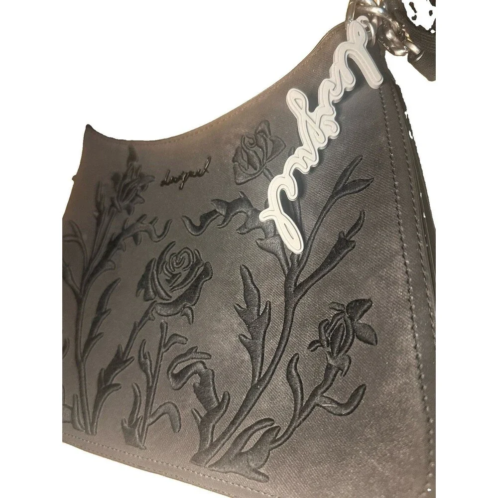 Desigual Black Floral Embroidered Shoulder Bag Adjustable Strap 25WAXP40